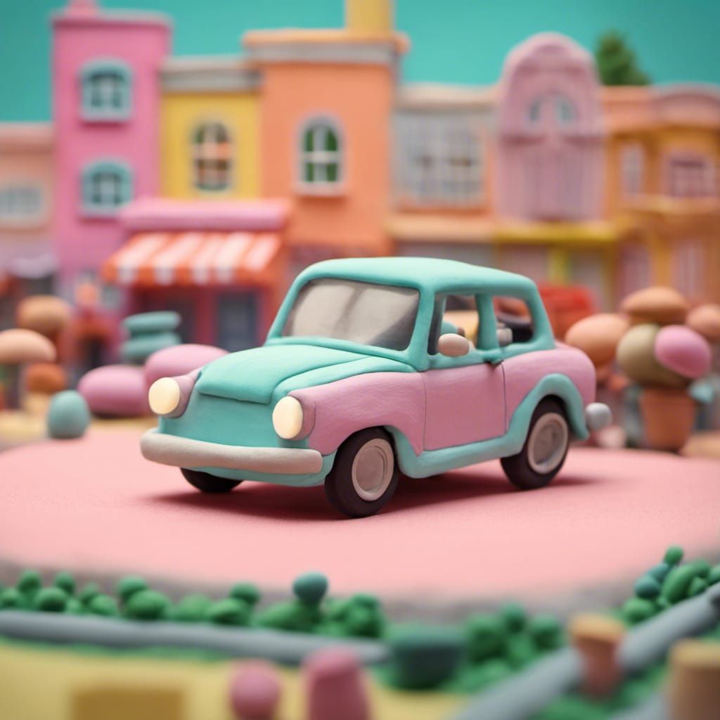 Cute Claymation Car in Stop-Motion Style
