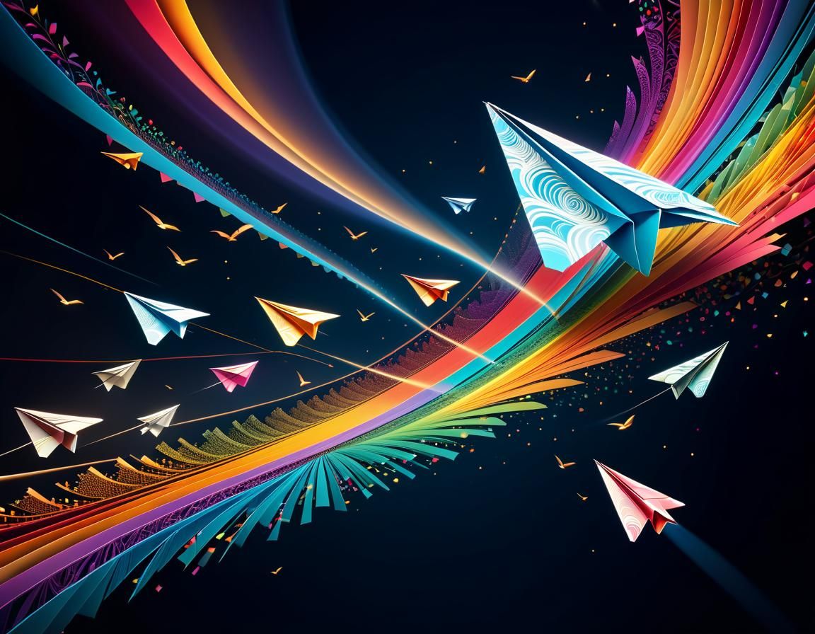Colorful Paper Planes Soaring with Light Trails