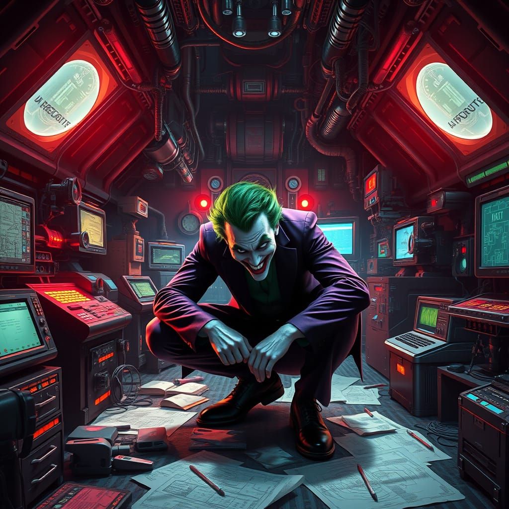 The Joker Plots in a High-Tech Cavernous Hideout