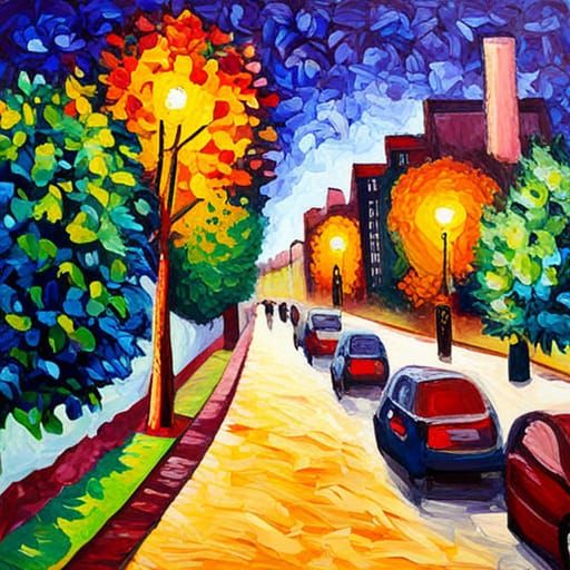 Colorful Sunday Impressionist Oil Painting