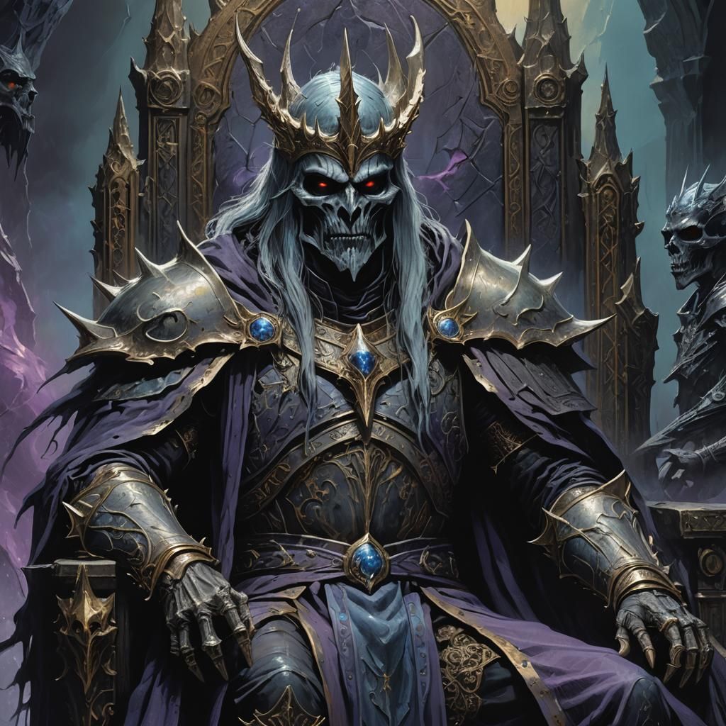 Lich King Necromancer Portrait in Dark Fantasy Style
