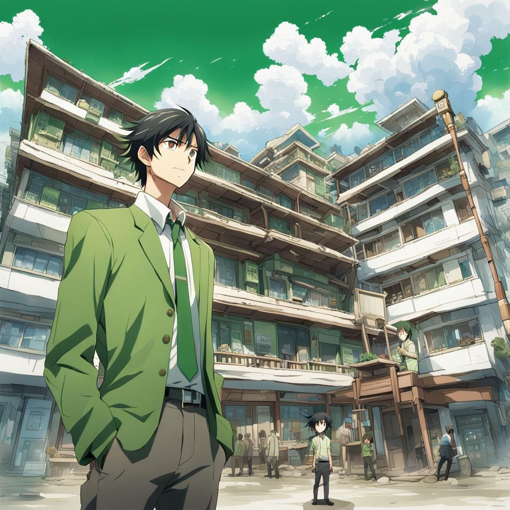 Anime Style: Man Before Inn with Odin