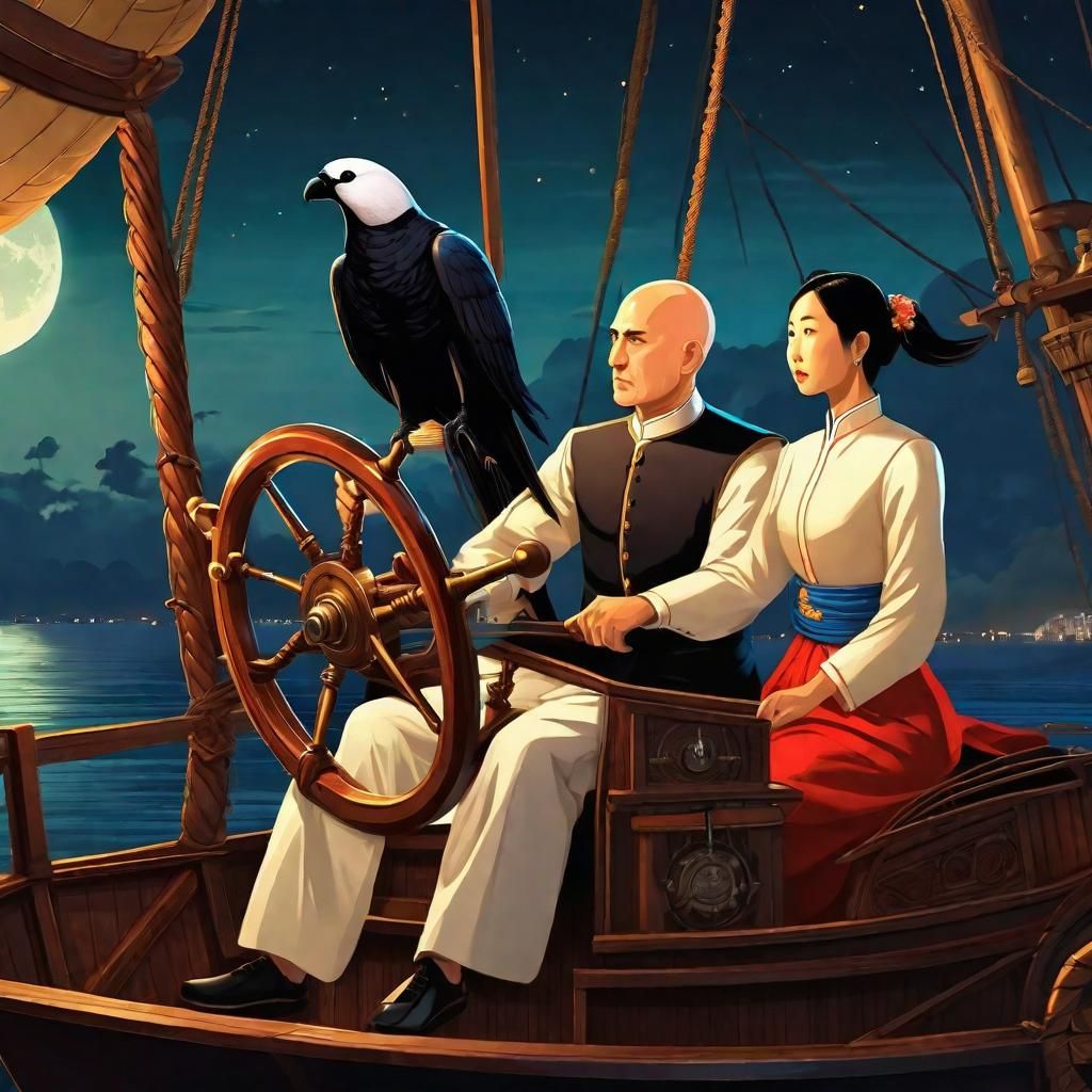Night Battle: Captain and Wife on Ship