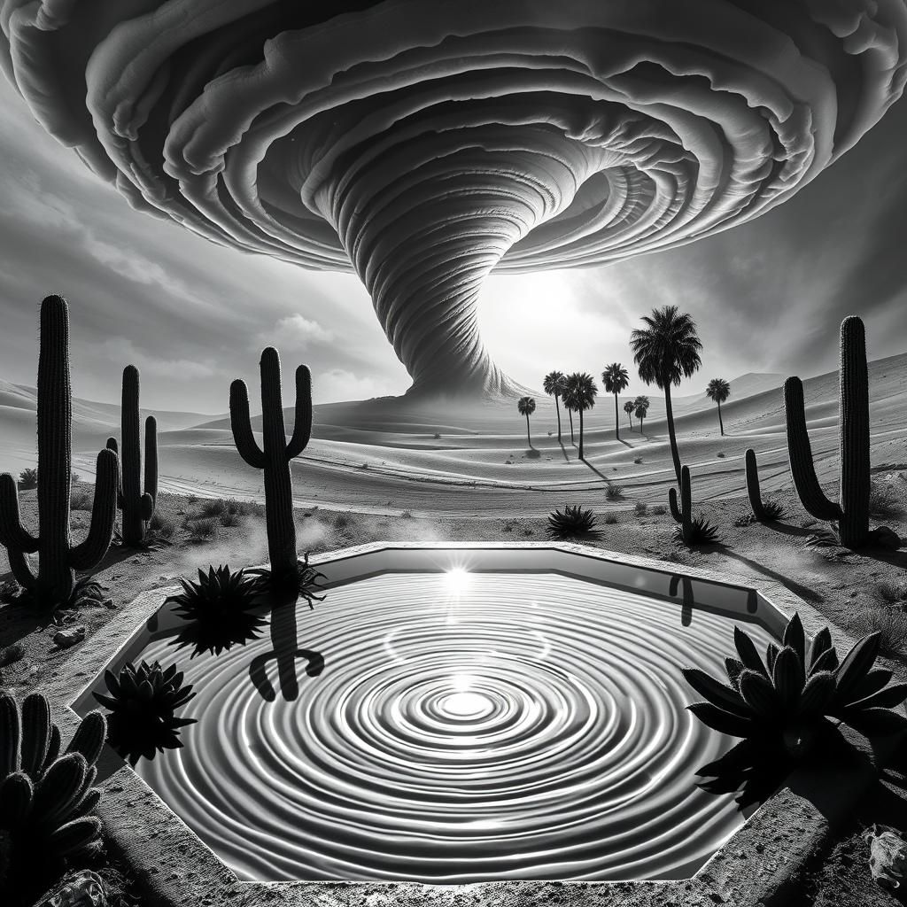 Surreal Desert Sand Tornado in Lovecraftian Style