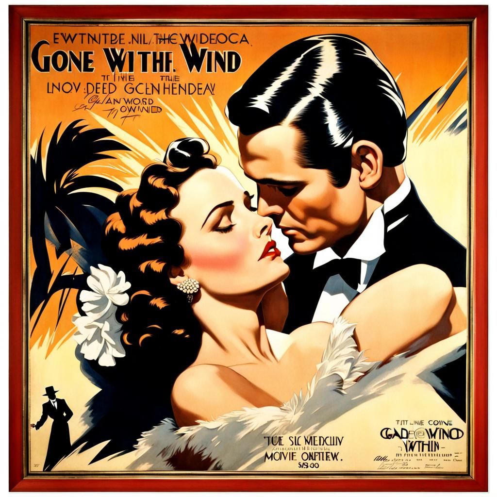 Art Deco, Gone with the Wind Movie Poster c. 1939