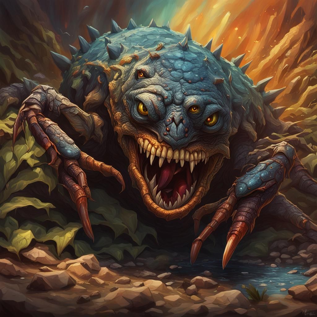 Hyperrealistic Creature Emerges from Lair: Concept Art