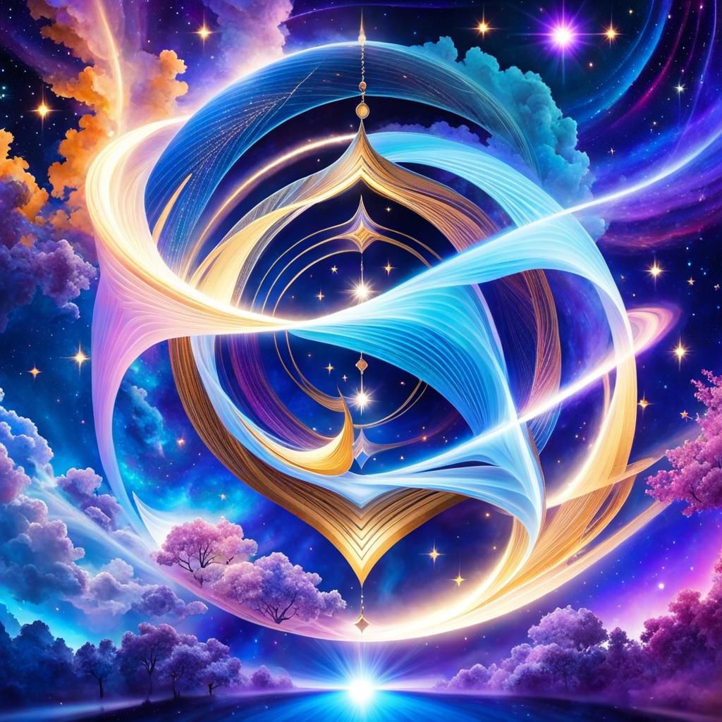 Harmonious Cosmic Dance of Abstract Shapes