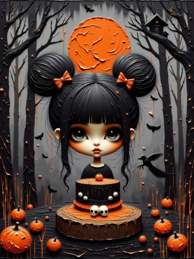 Gothic Witch Girl's Forest Halloween Birthday Celebration