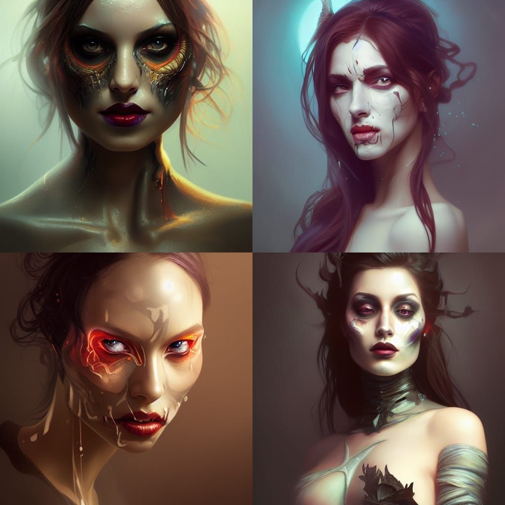 Beautiful Halloween Woman Portrait in Digital Art Style
