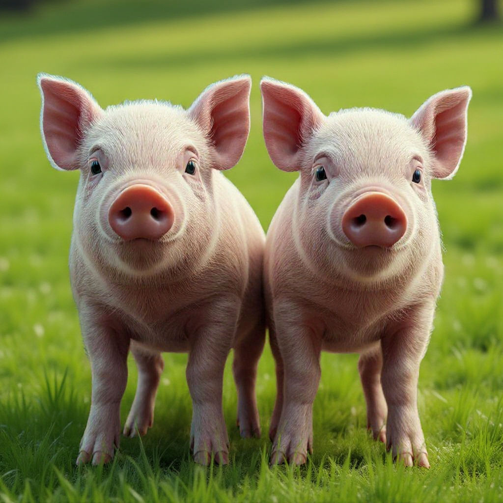 Hyperrealistic Portrait of Three Baby Pigs