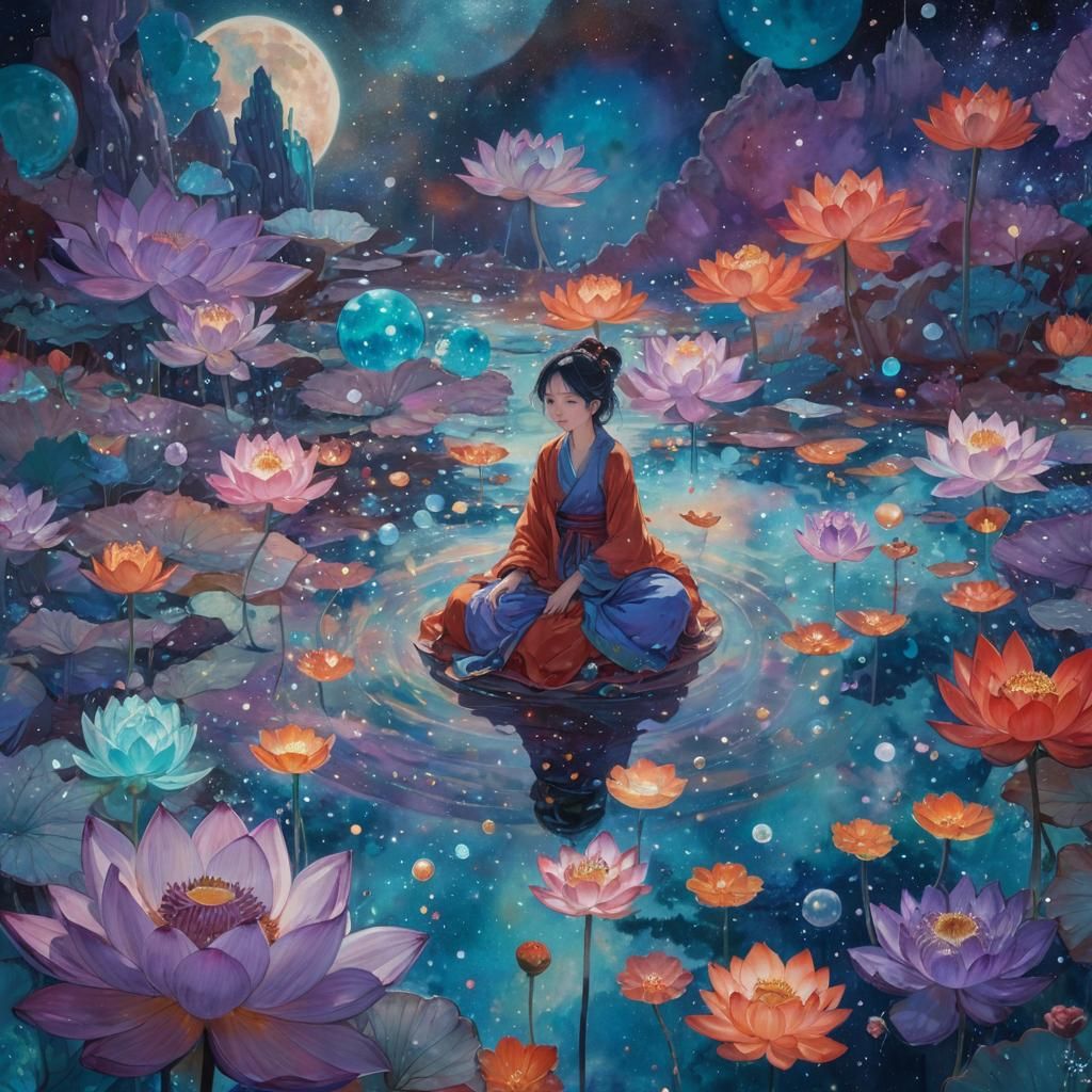 Ethereal Anime Dreamscape in Post-Impressionist Style