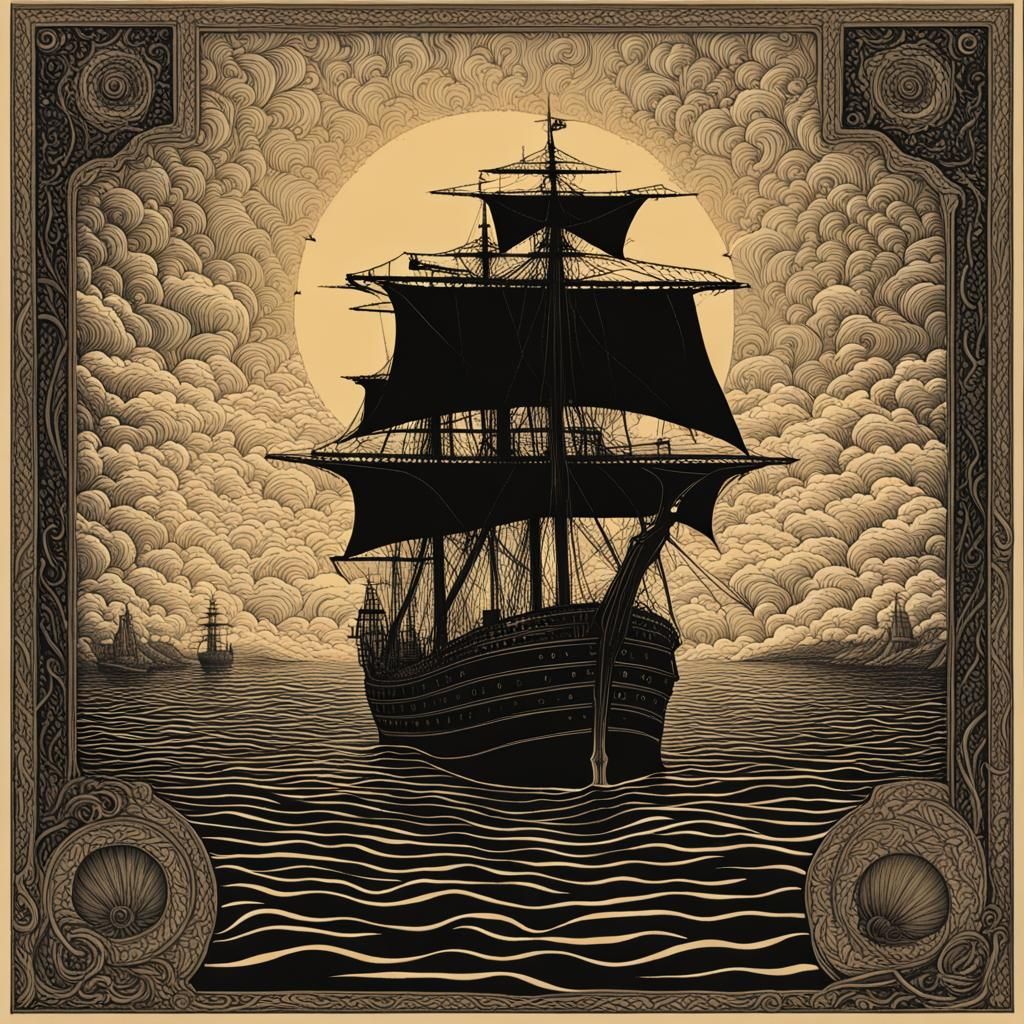 Sun Ship Sailing Through Land of Darkness