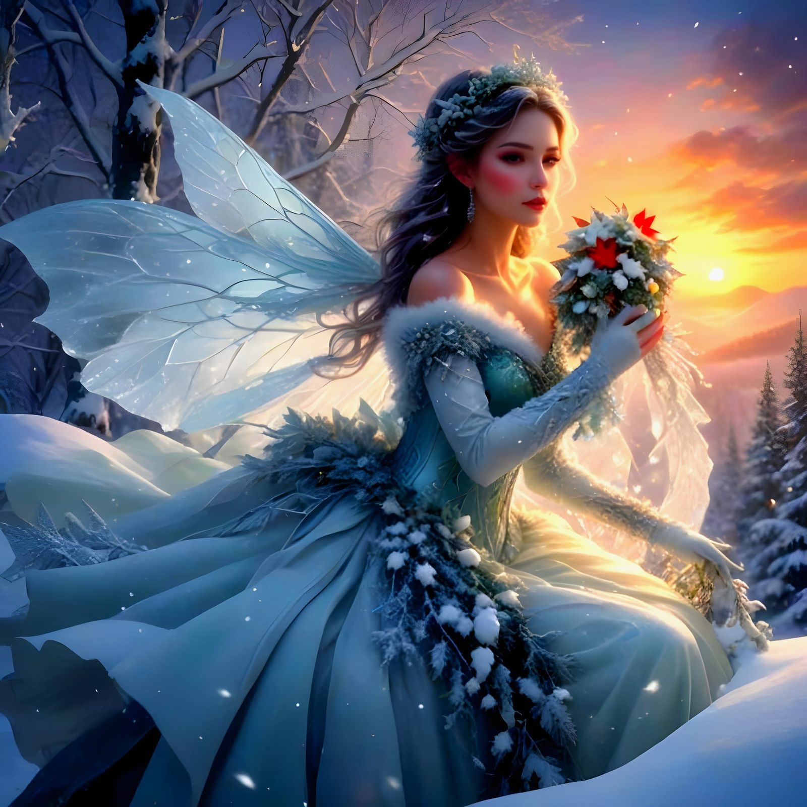 Winter Wonderland Snow Fairy Princess in Ethereal Glow