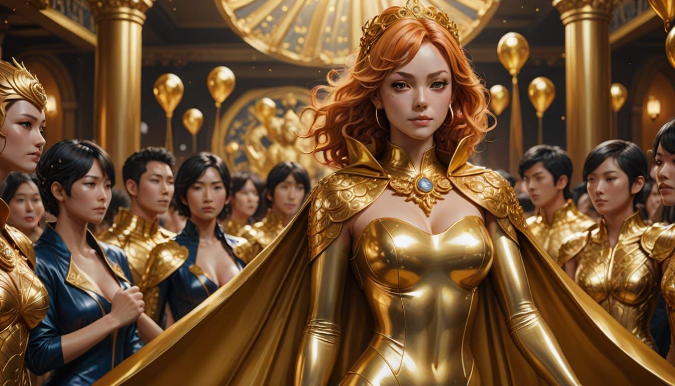 Anime-Style Nami in Regal Latex Catsuit and Cape Surrounded ...