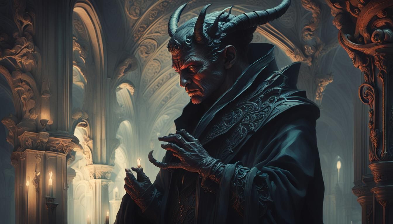 Dark Fantasy Devil in Baroque Style