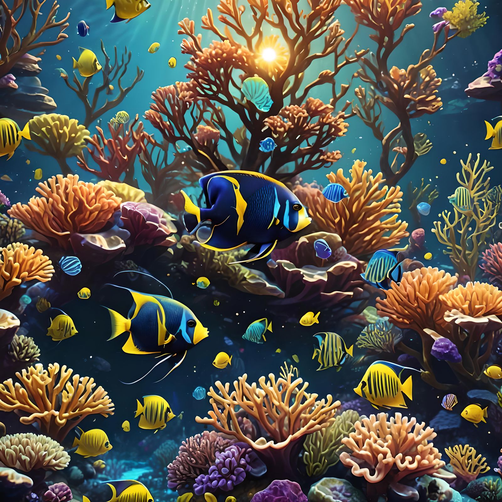 Cartoon Angelfish in Detailed Digital Painting