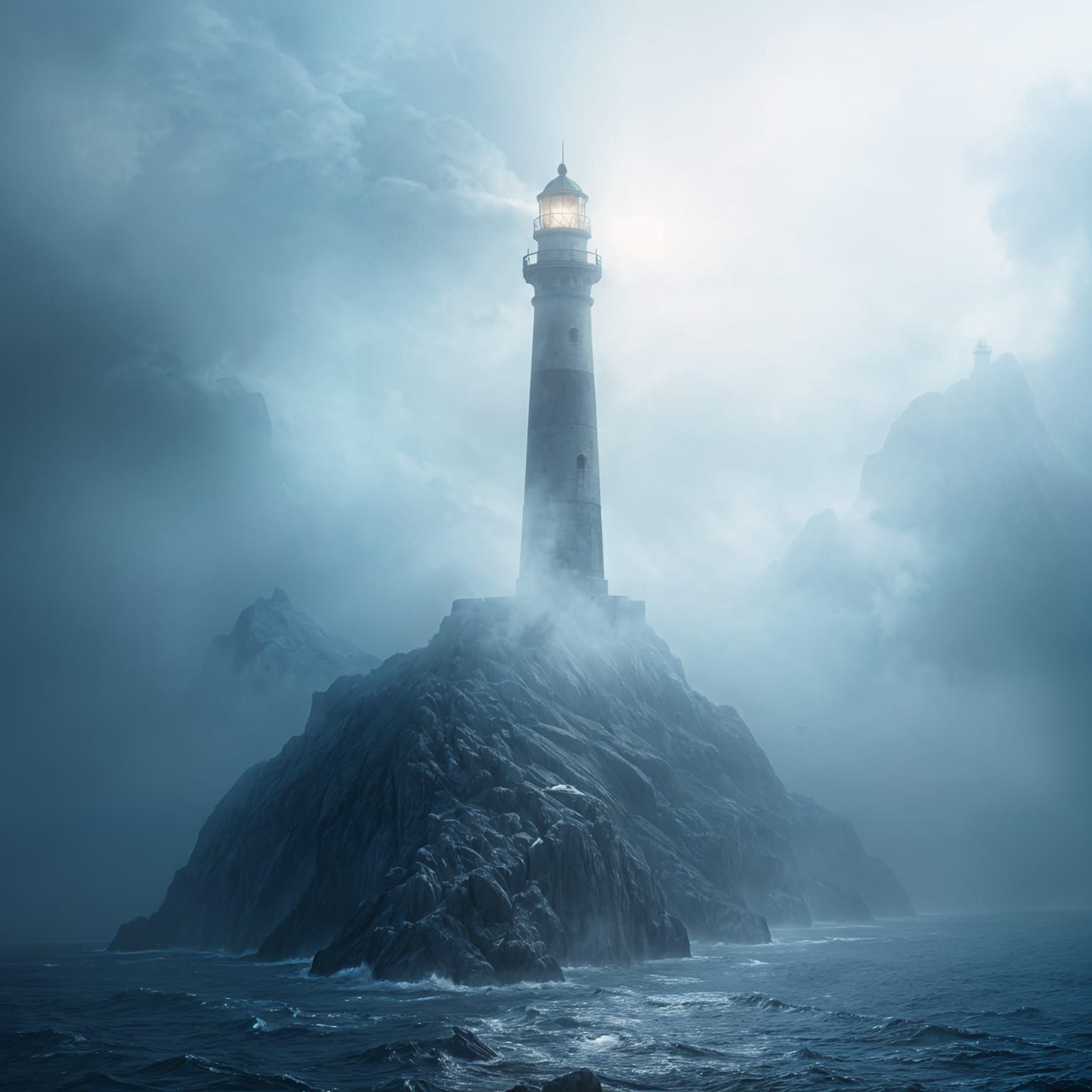 Lighthouse in Fog: Epic Digital Matte Painting