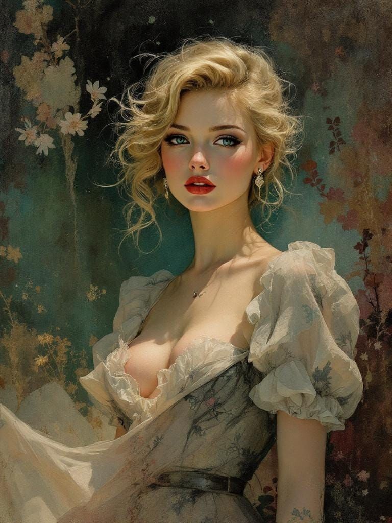 Pin-Up Woman in Art Nouveau Style