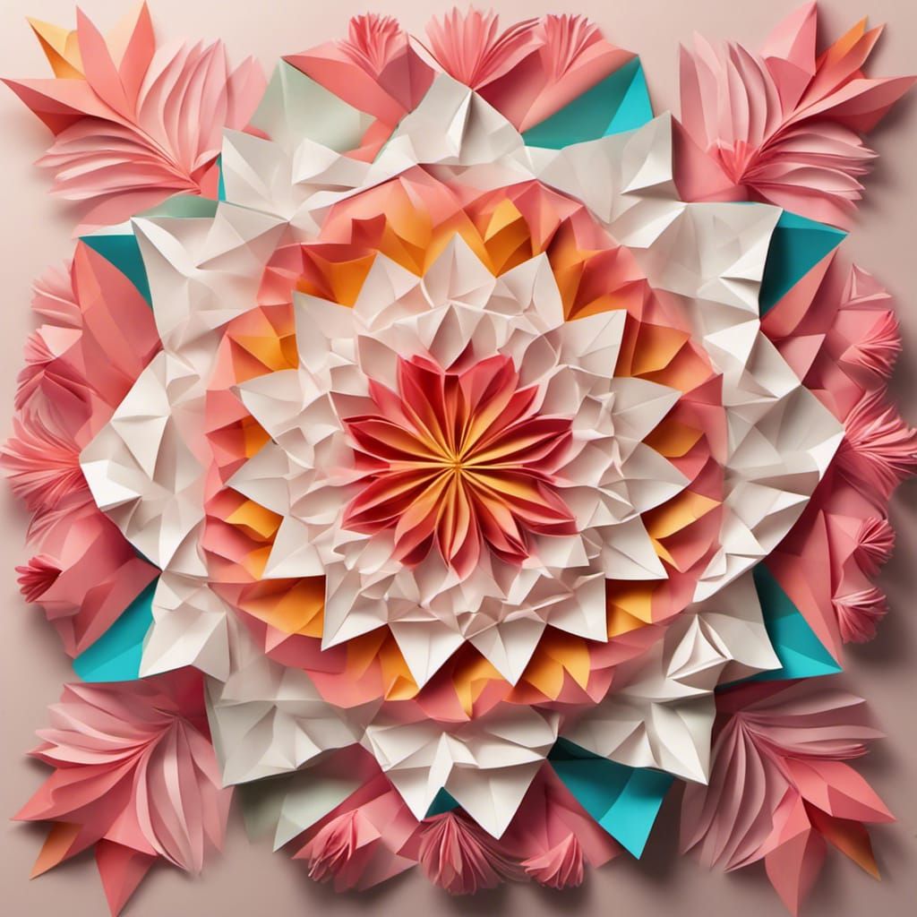 Origami Paper Flower Mandala in 8K Resolution