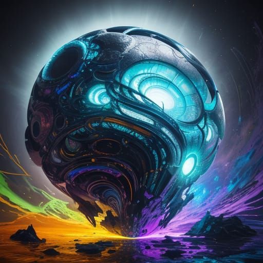 Vibrant Futuristic Sculpture Radiates Otherworldly Energy