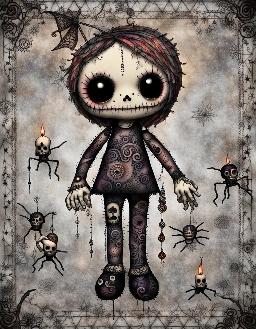 Ethereal Punk Voodoo Doll in Gothic Attic