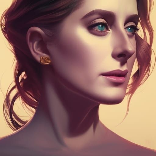 Catherine Deneuve Portrait in Art Nouveau Style