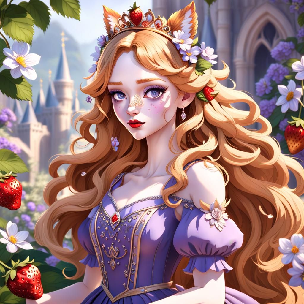 Strawberry Blonde Wolf Princess in Fantasy Art