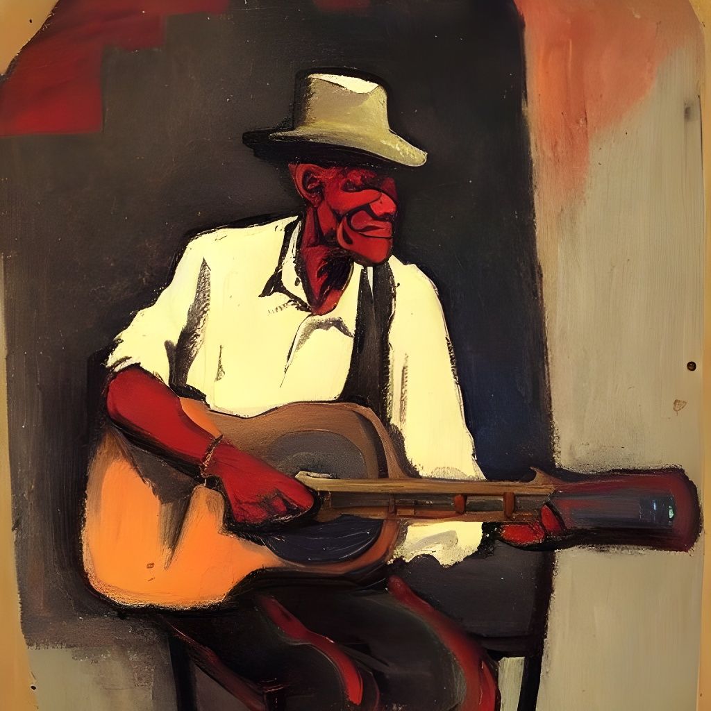 Bluesman with Guitar: Ashcan School Art