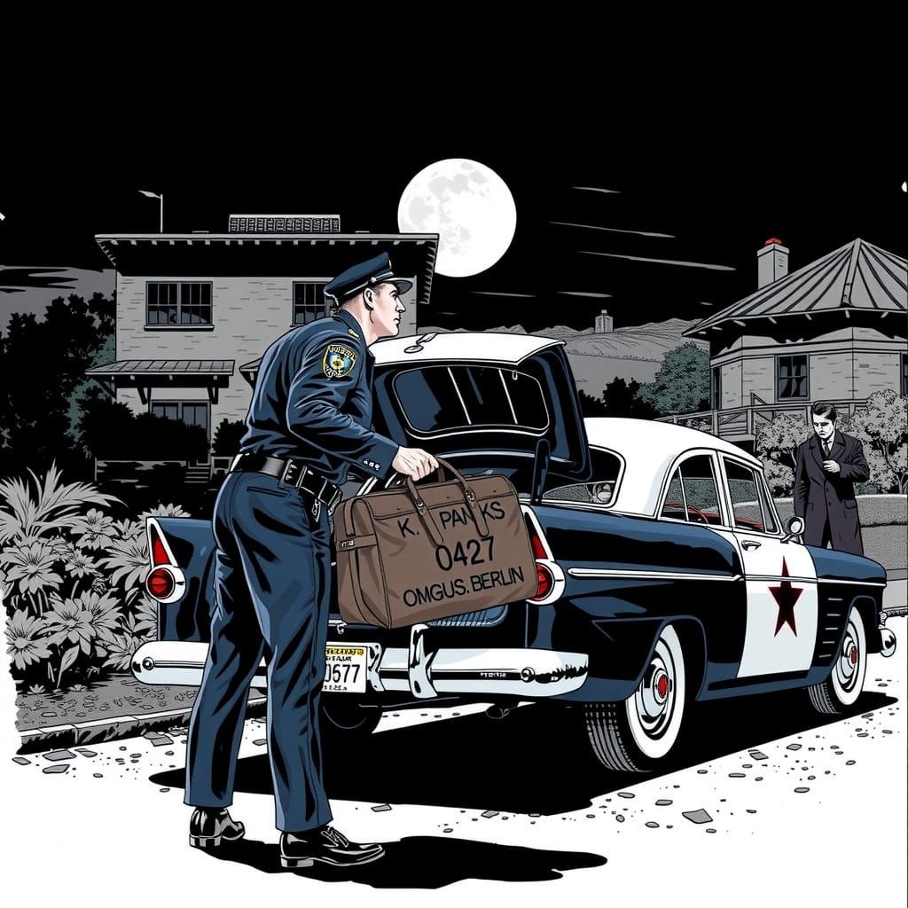 1950s Police Officer and Silhouetted Detective