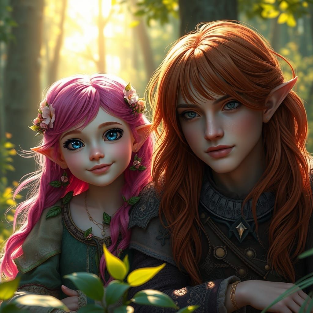 Enchanted Forest Meeting of Elf and Fairy