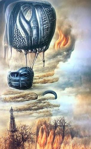 Apocalyptic Hot Air Balloon in Giger Style