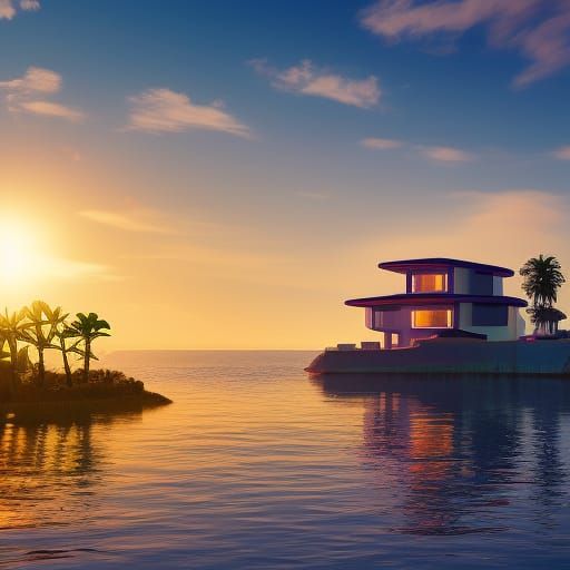 Retro-Futuristic Island House in 4K
