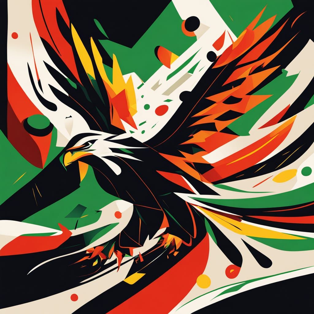 Dynamic Phoenix Storm in Vibrant Geometric Art