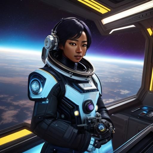 Astronaut Portrait Inside a Futuristic Space Station