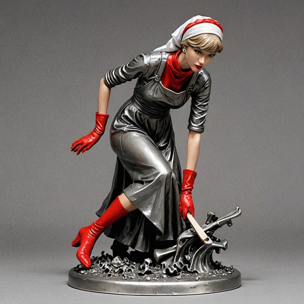 Taylor Swift as Cleaning Lady Polishing Silver Ballerina