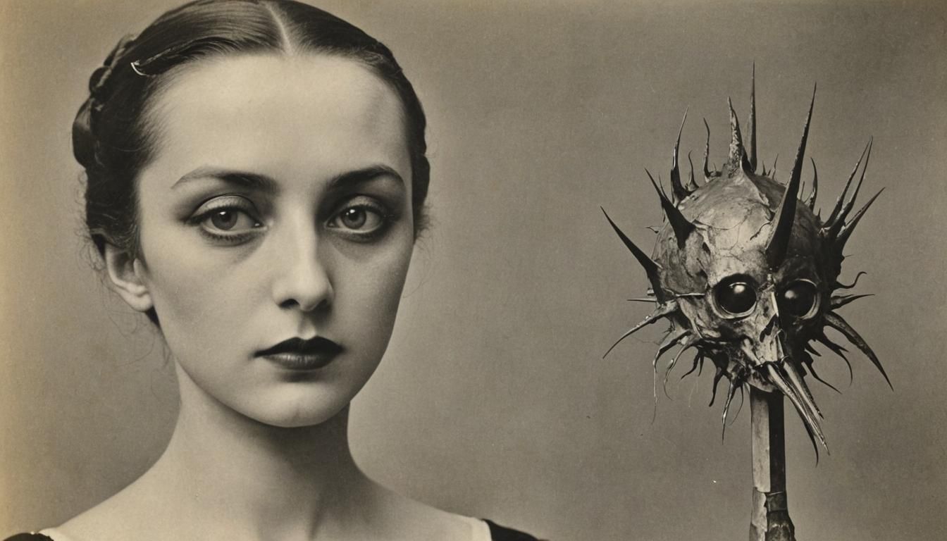 Surrealist Portrait in Pointillist Oil Painting Style