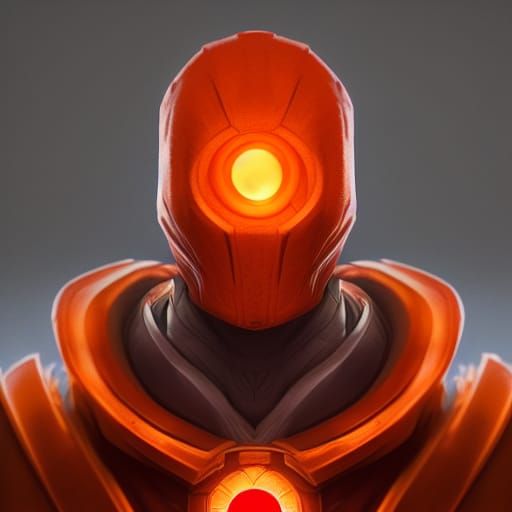 Hyperrealistic Orange Lantern Portrait in Biopunk Style