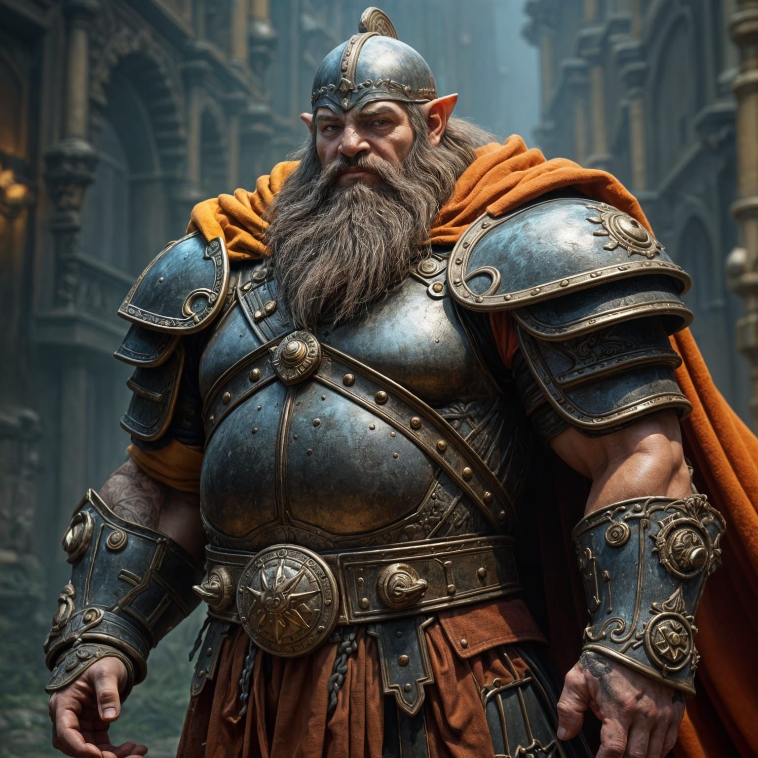 Handsome Armored Dwarf in Dark Fantasy Style