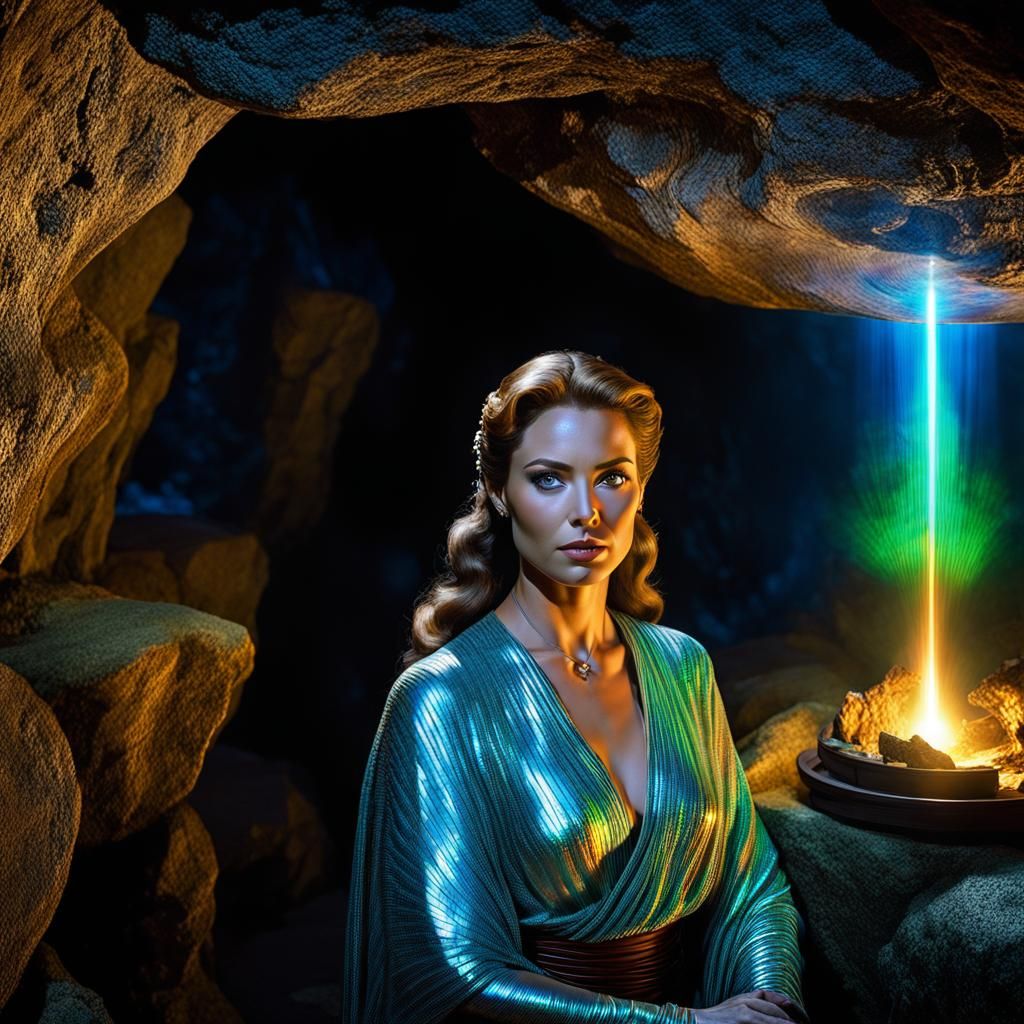 Holographic Portrait of Beauty in Indiana Jones Cave