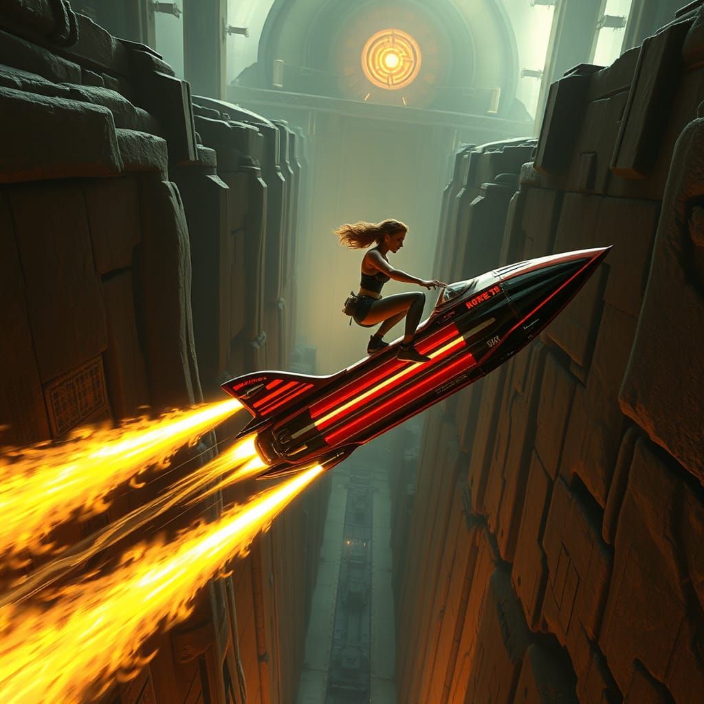 Futuristic Duo Soars Across Industrial Chasm in Warm Golden ...