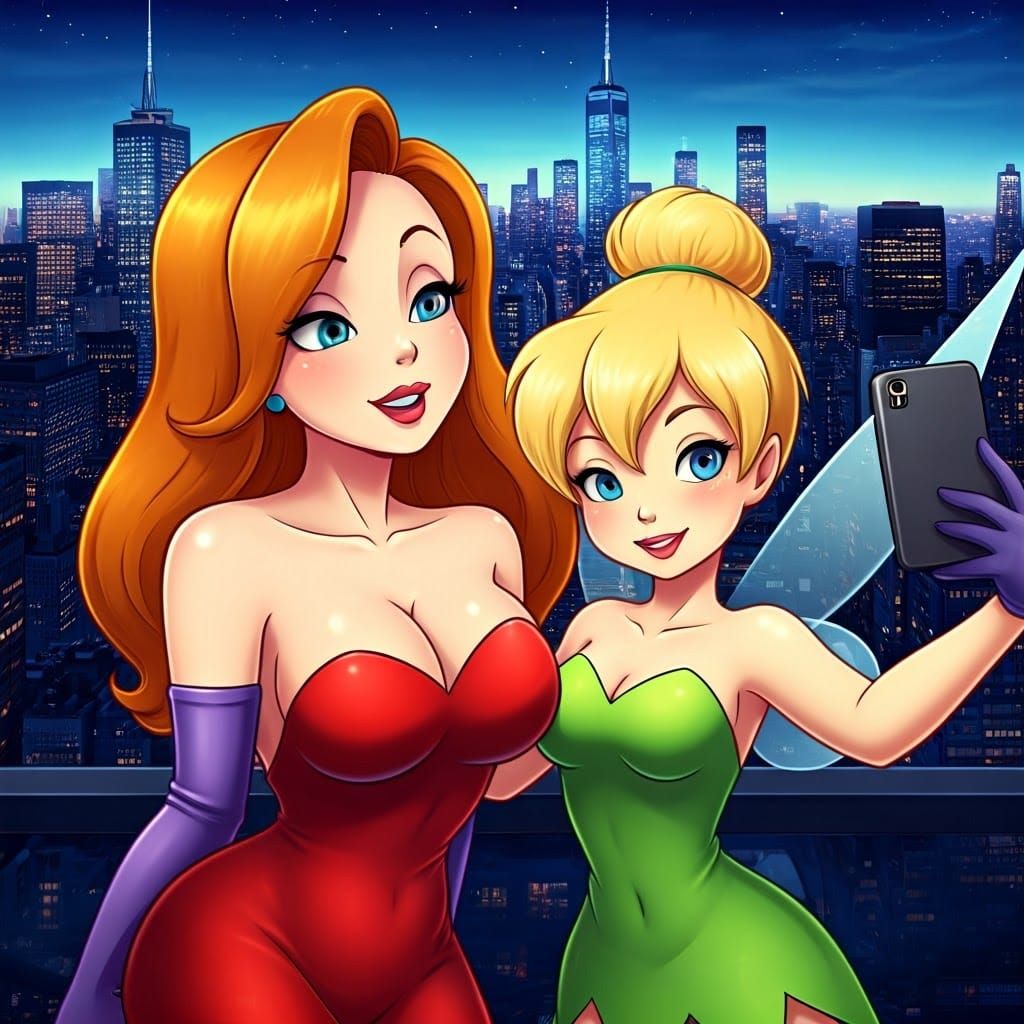 Jessica Rabbit and Tinkerbell Selfie, Anime Style