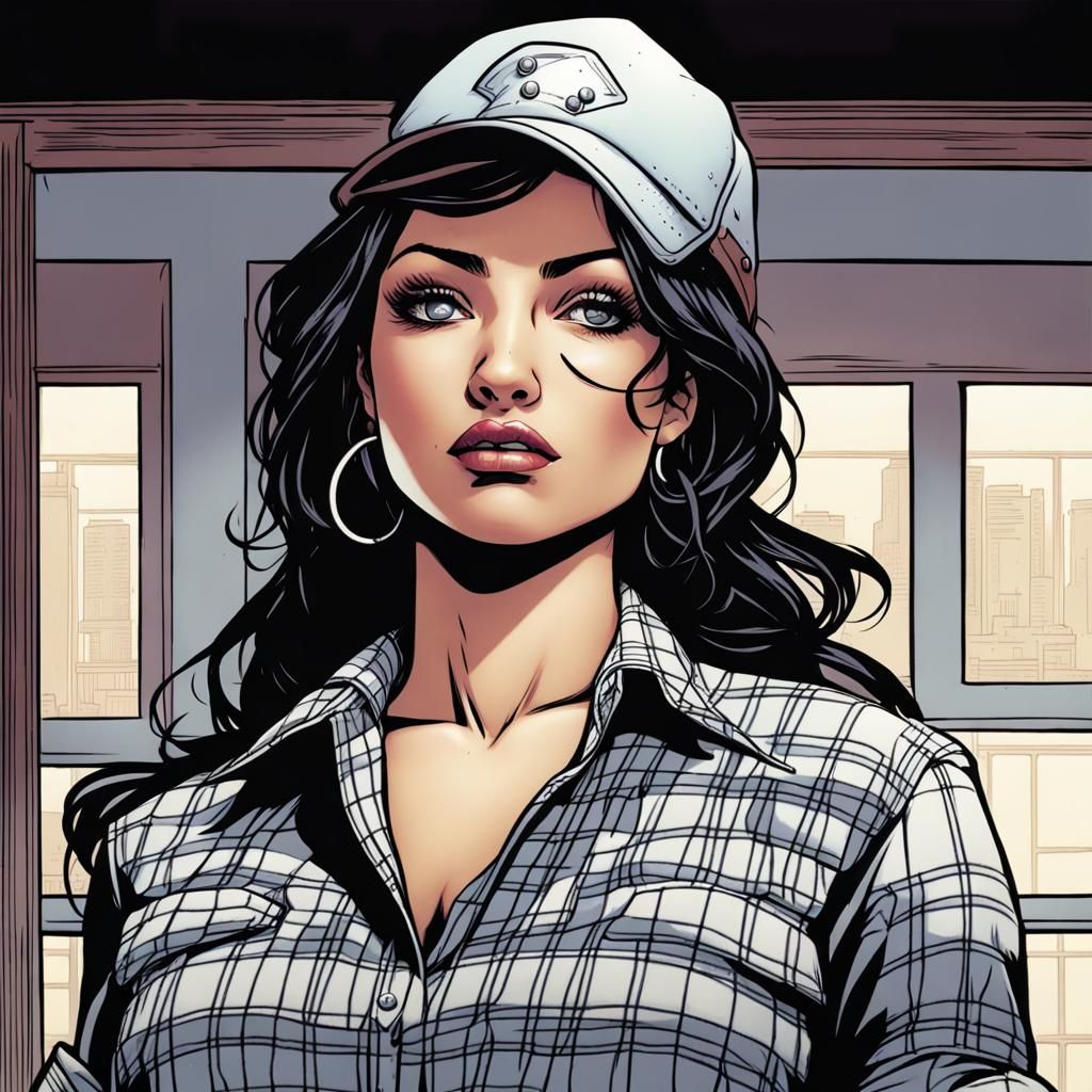 Chola in Flannel Shirt: Comic Book Art