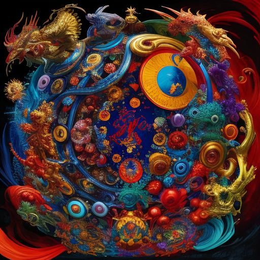 Abstract Swirling Shapes in Maximalist 3D Render