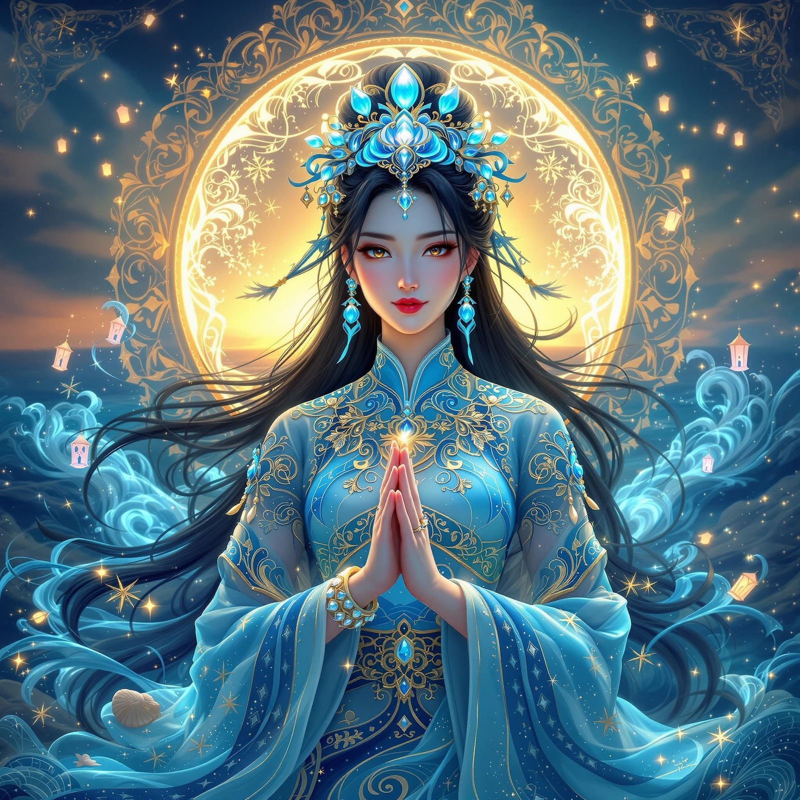 Sea Goddess Mazu: Radiant Anime-Style 3D Portrait