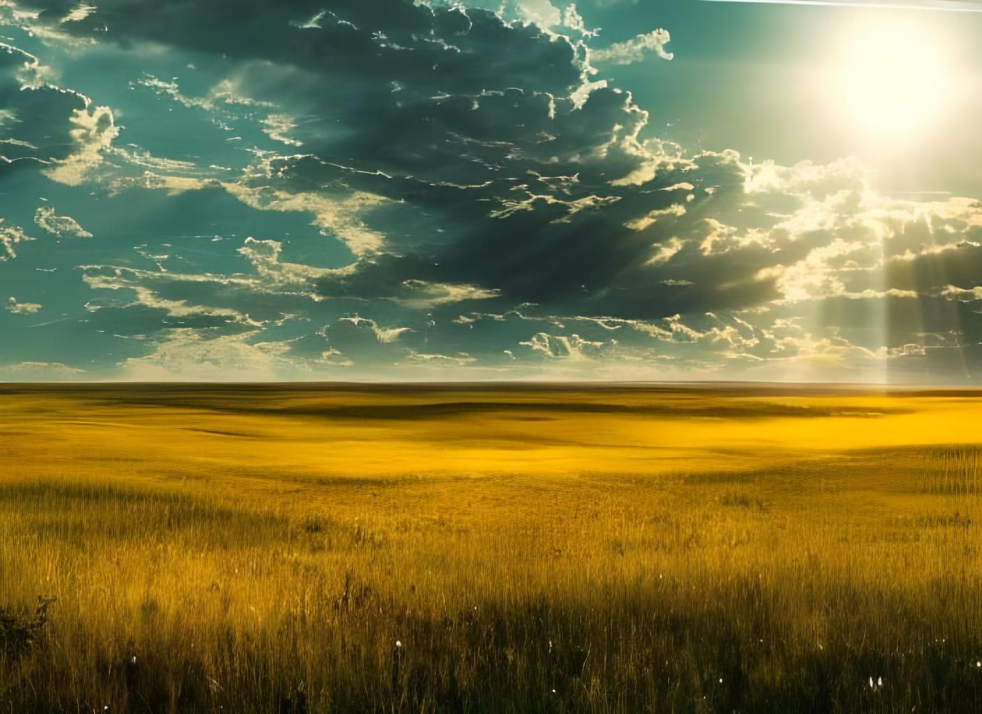 Lush Sunlit Prairie in Matte Style