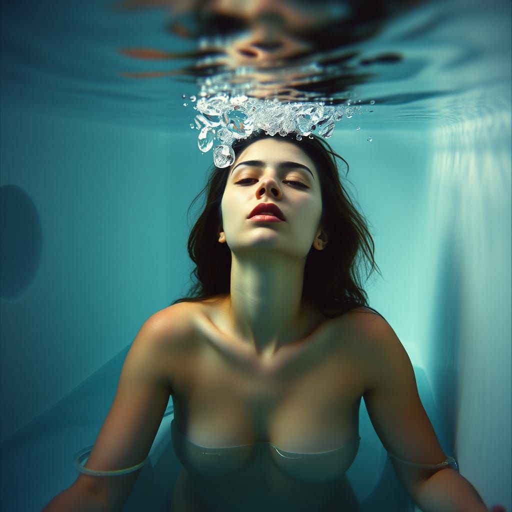 Underwater Woman in a Dramatic Film Still