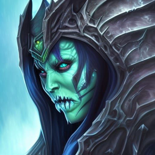 Undead Lich Queen Portrait in Hyperrealistic Style
