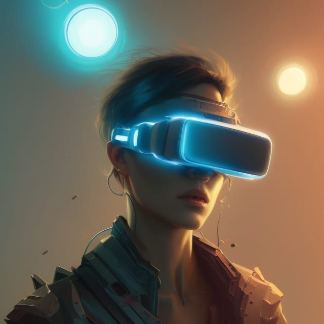 Cyberpunk Man with VR Goggles Portrait
