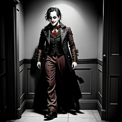 Victorian Shadow Monster in Steampunk Selective Color Art