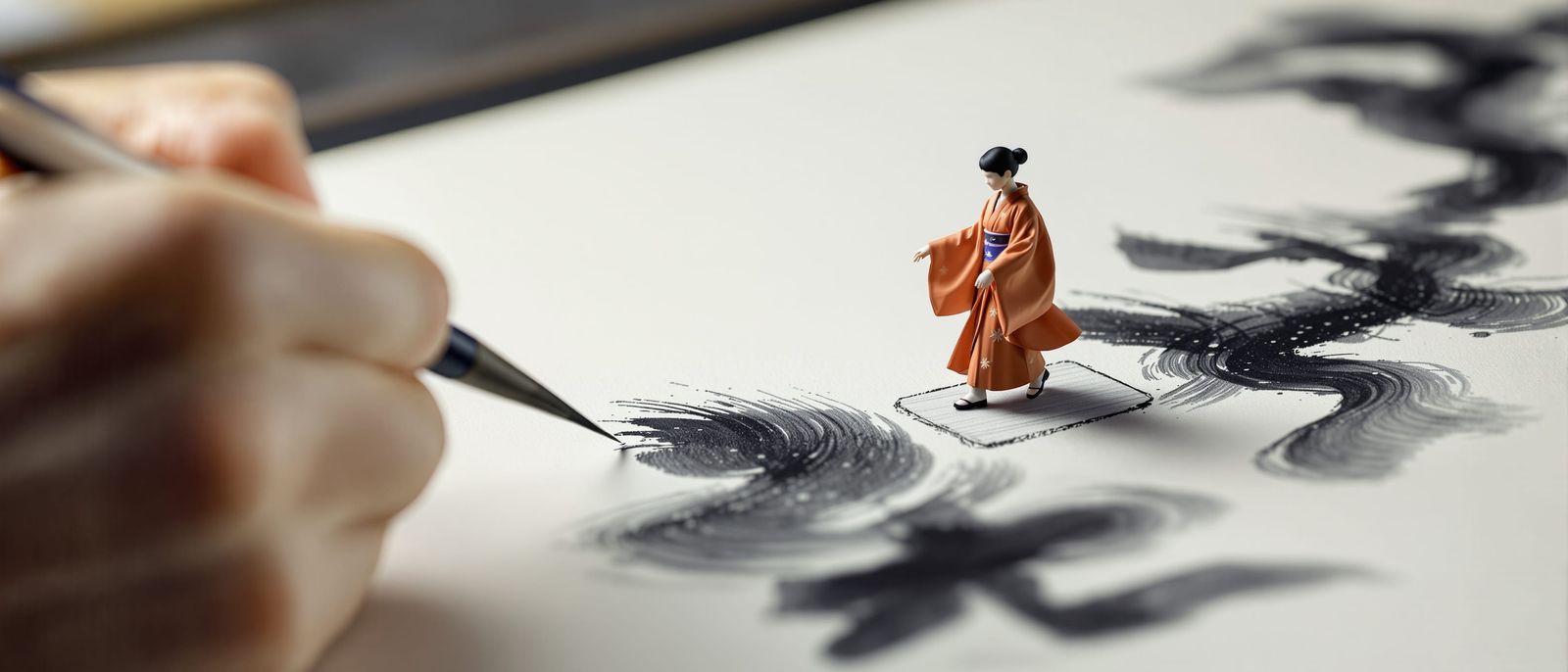 Calligraphy Brush Creates Surreal 3D Figure